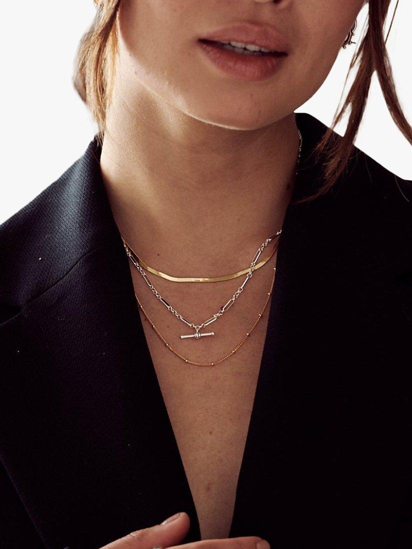 Product image 2 of 2, which shows Orelia Satellite & Snake Layered Chain Necklace, Pale Gold
