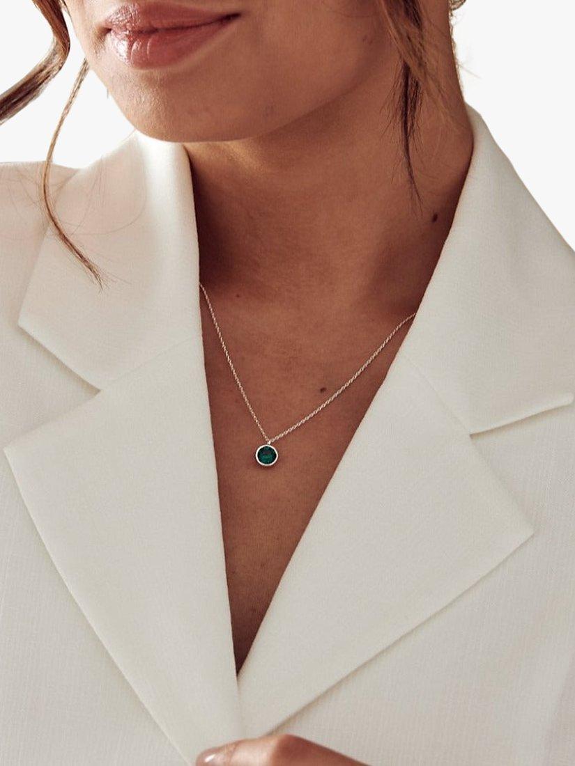 Product image 2 of 2, which shows Orelia Swarovski Emerald Ditsy Necklace, Silver