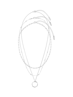 Orelia Open Circe Three Row Necklace, Silver