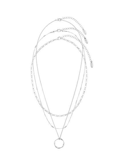 Orelia Open Circe Three Row Necklace, Silver