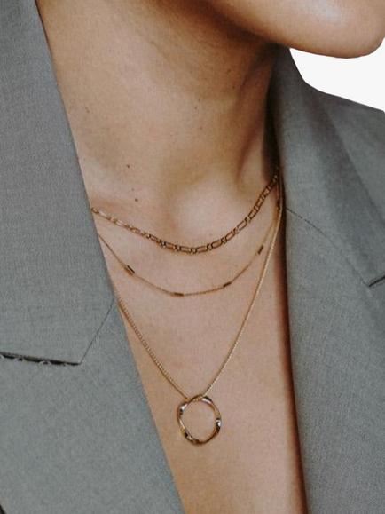 Orelia Open Circe Three Row Necklace - view 2, Pale Gold