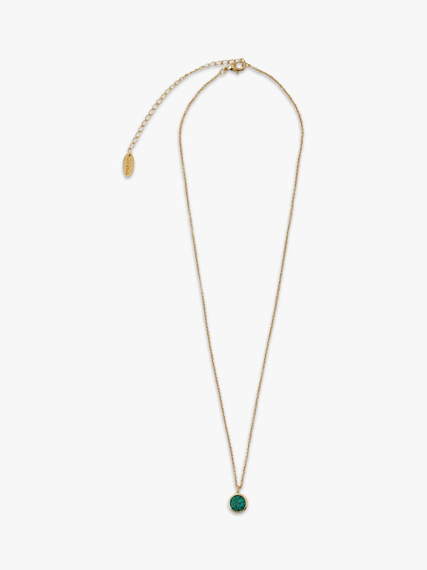 Product image 2 of 3, which shows Orelia Swarovski Emerald Ditsy Necklace, Gold