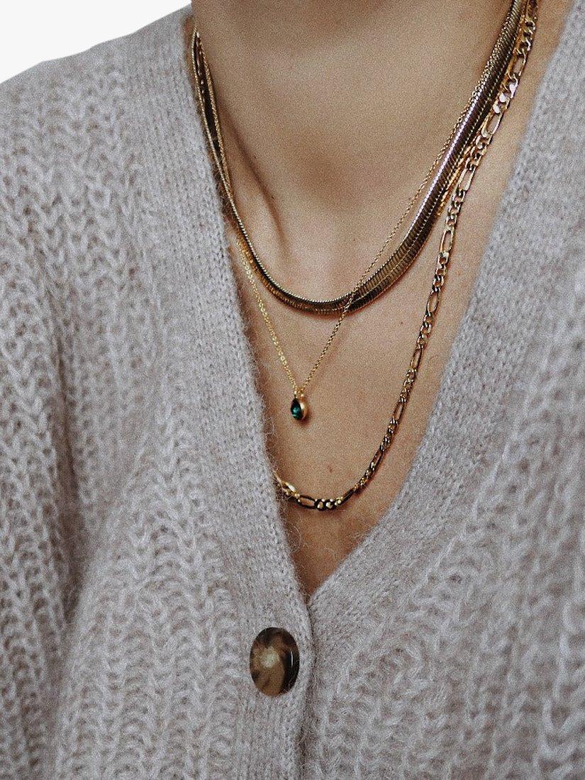 Product image 3 of 3, which shows Orelia Swarovski Emerald Ditsy Necklace, Gold