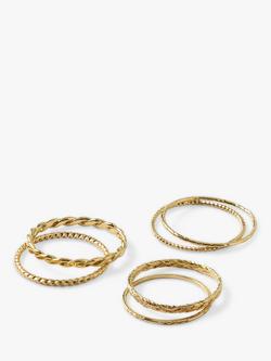Orelia Mixed Stacking Rings, Pack of 6, Pale Gold, Pale Gold