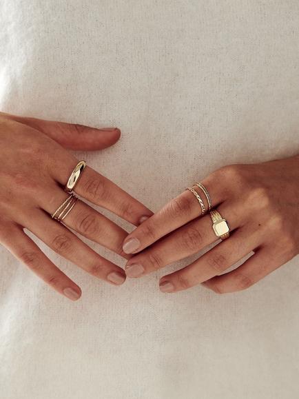 Orelia Mixed Stacking Rings, Pack of 6, Pale Gold - view 2, Pale Gold