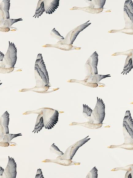 Sanderson Elysian Geese Furnishing Fabric, Silver/Chalk, Silver/Chalk