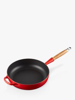 Le Creuset Cast Iron Signature Saute Pan with Wood Handle, 28cm - view 2, Cerise