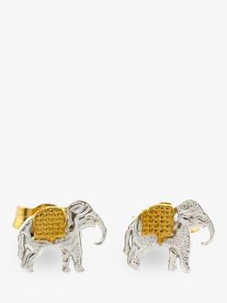 Alex Monroe Miniature Elephant Stud Earrings, Gold/Silver, Gold/Silver