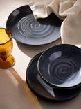 John Lewis Swirl Stoneware Dinnerware Set, 12 Piece, Dark Blue