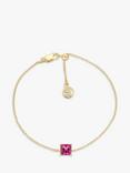 Sif Jakobs Jewellery Ellera Quadrato 18k Gold Plated Pink Zirconia Bracelet, Gold