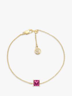Sif Jakobs Jewellery Ellera Quadrato 18k Gold Plated Pink Zirconia Bracelet, Gold, Gold