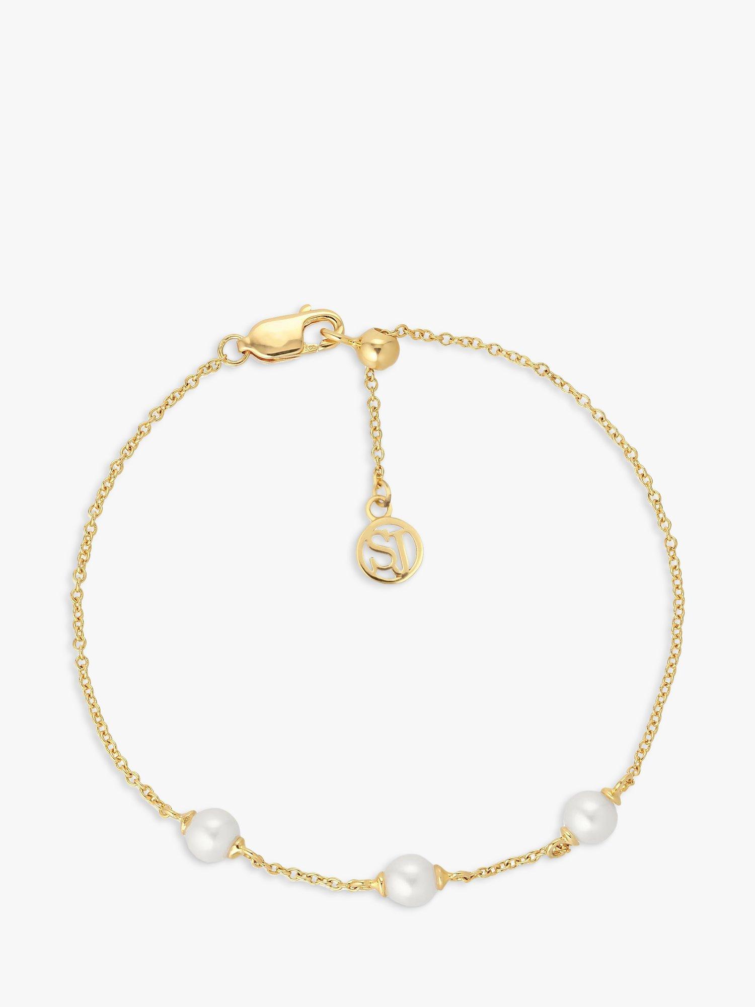 Product image 1 of 1, which shows Sif Jakobs Jewellery Padua Three Pearl Chain Bracelet, Gold