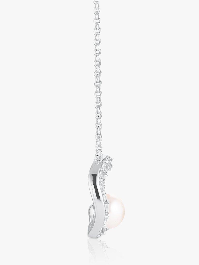 Product image 2 of 2, which shows Sif Jakobs Jewellery Ponza Circolo Cubic Zirconia and Pearl Round Pendant Necklace, Silver