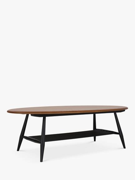 ercol for John Lewis Bellingdon Oval Coffee Table Ash/Black, Ash
