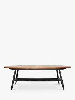 ercol for John Lewis Bellingdon Oval Coffee Table Ash/Black - view 2, Ash