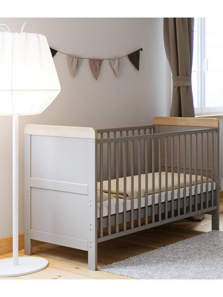 Little Acorns Classic Two-Tone Cotbed, Grey/Oak
