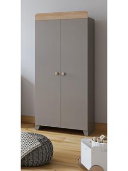 Little Acorns Classic Two-Tone Double Wardrobe, Grey/Oak