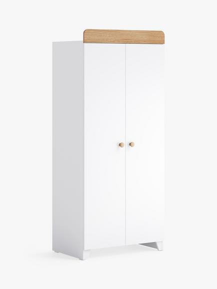 Little Acorns Classic Two-Tone Double Wardrobe - view 2, White/Oak