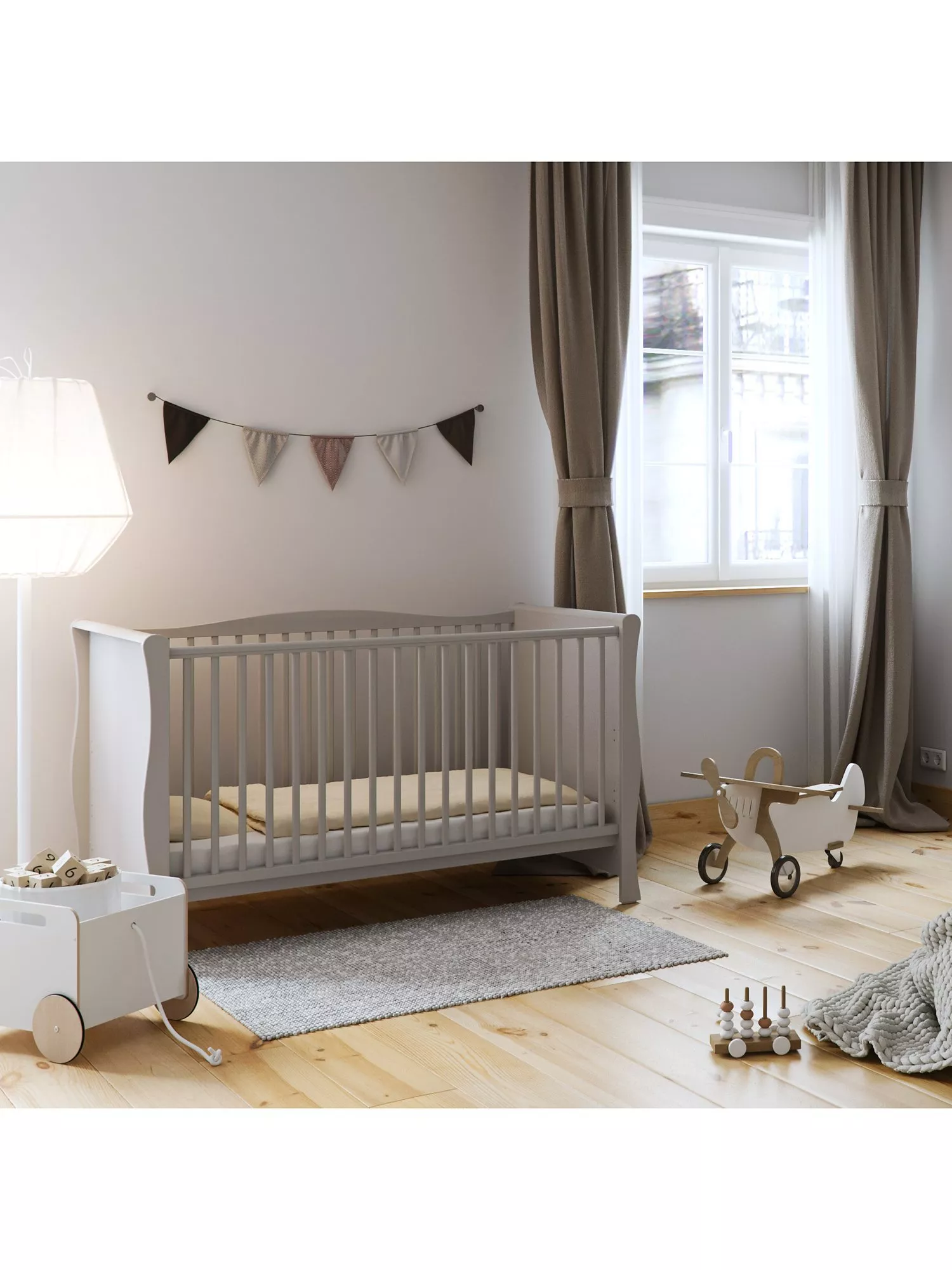 Little acorns sleigh cot bed grey on sale