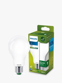 Philips Ultra Efficient 7.3W E27 LED Classic Bulb, Warm White, Warm White