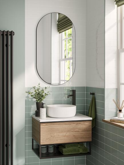 hib. Fusion Pill Bathroom Mirror, 90x50cm, Black