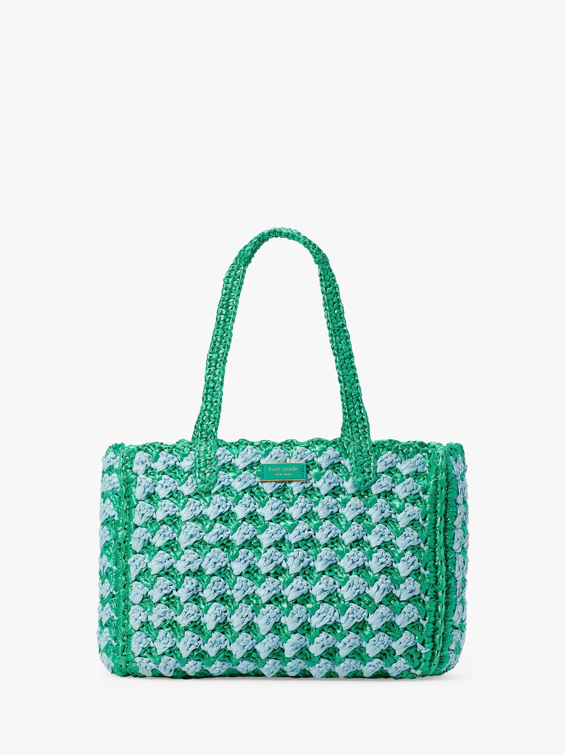 kate spade new york High Tide Raffia Tote Bag, Fresh Greens/Multi