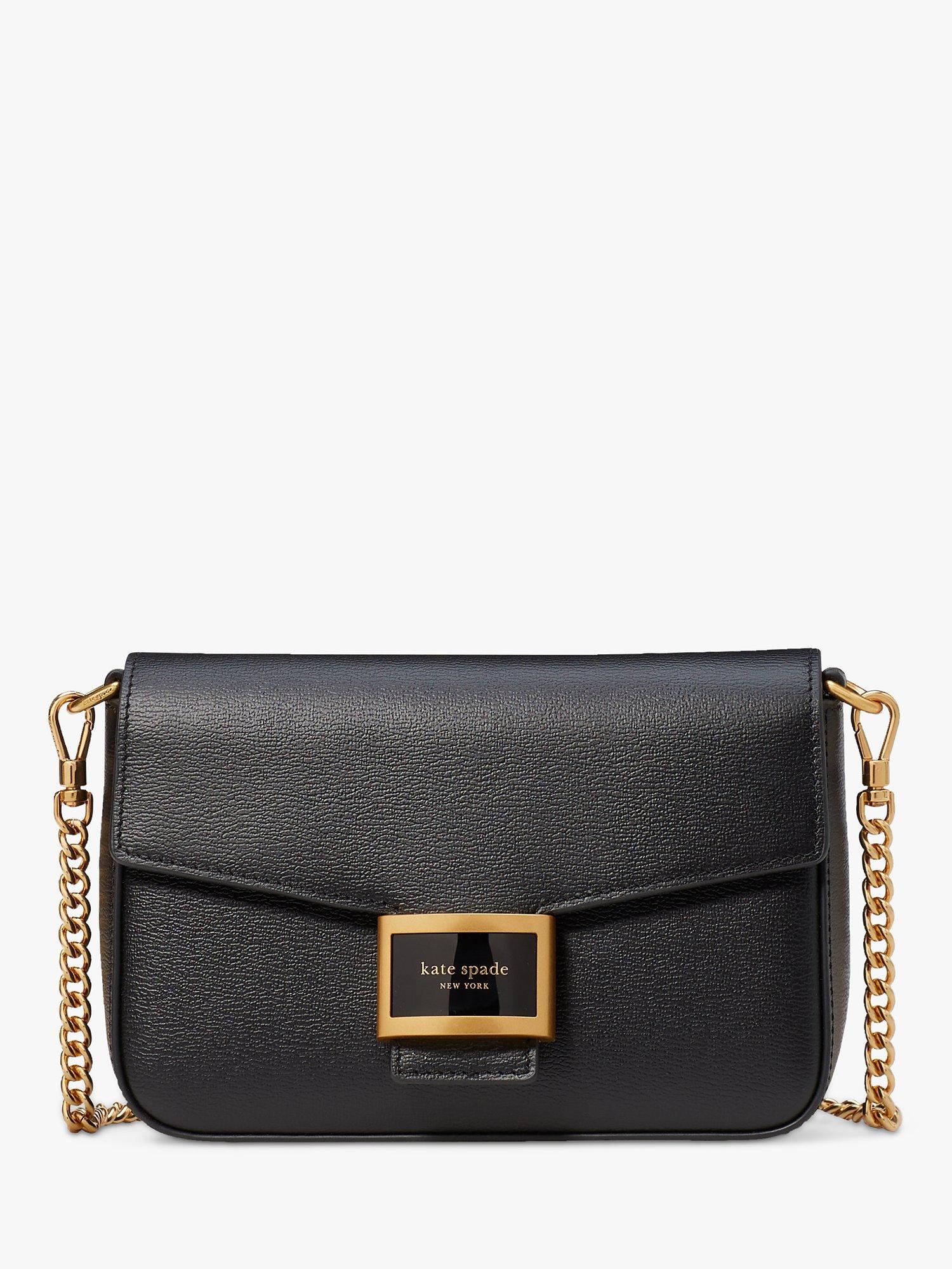 kate spade new york Katy Textured Leather Chain Strap Cross Body Bag, Black