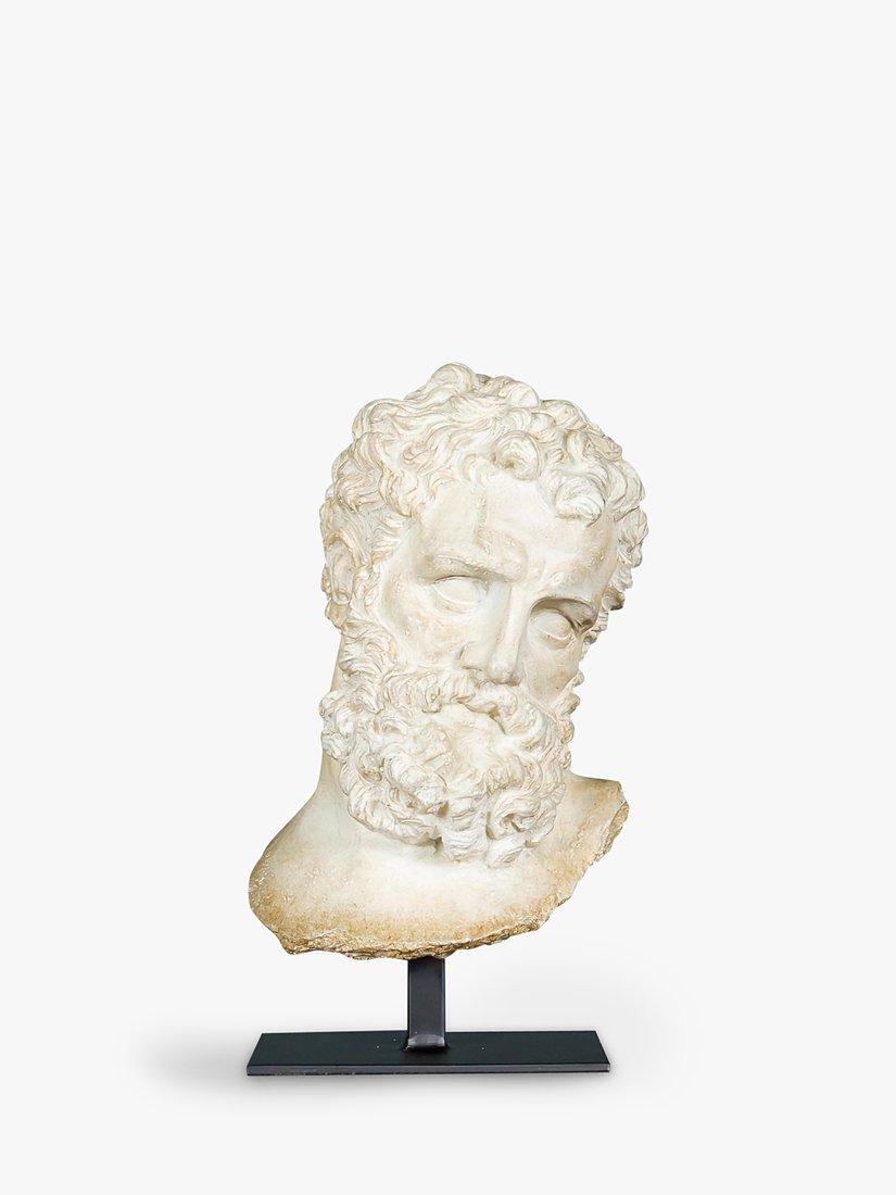 Pure White Lines Hercules Bust Sculpture, White