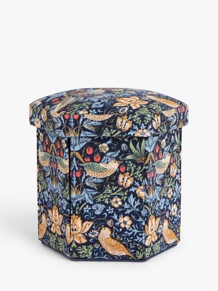 John Lewis William Morris Strawberry Thief Print Victorian Sewing Box, Blue, Blue
