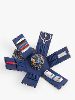 John Lewis William Morris Strawberry Thief Print Victorian Sewing Box, Blue - view 2, Blue