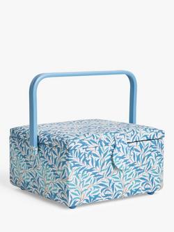 John Lewis William Morris Willow Bough Square Lid Sewing Basket, Blue - view 2, Blue