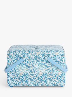 John Lewis William Morris Willow Bough Twin Lid Sewing Basket, Blue, Blue