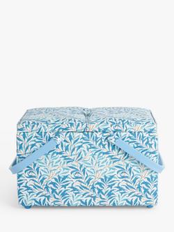 John Lewis William Morris Willow Bough Twin Lid Sewing Basket, Blue - view 2, Blue