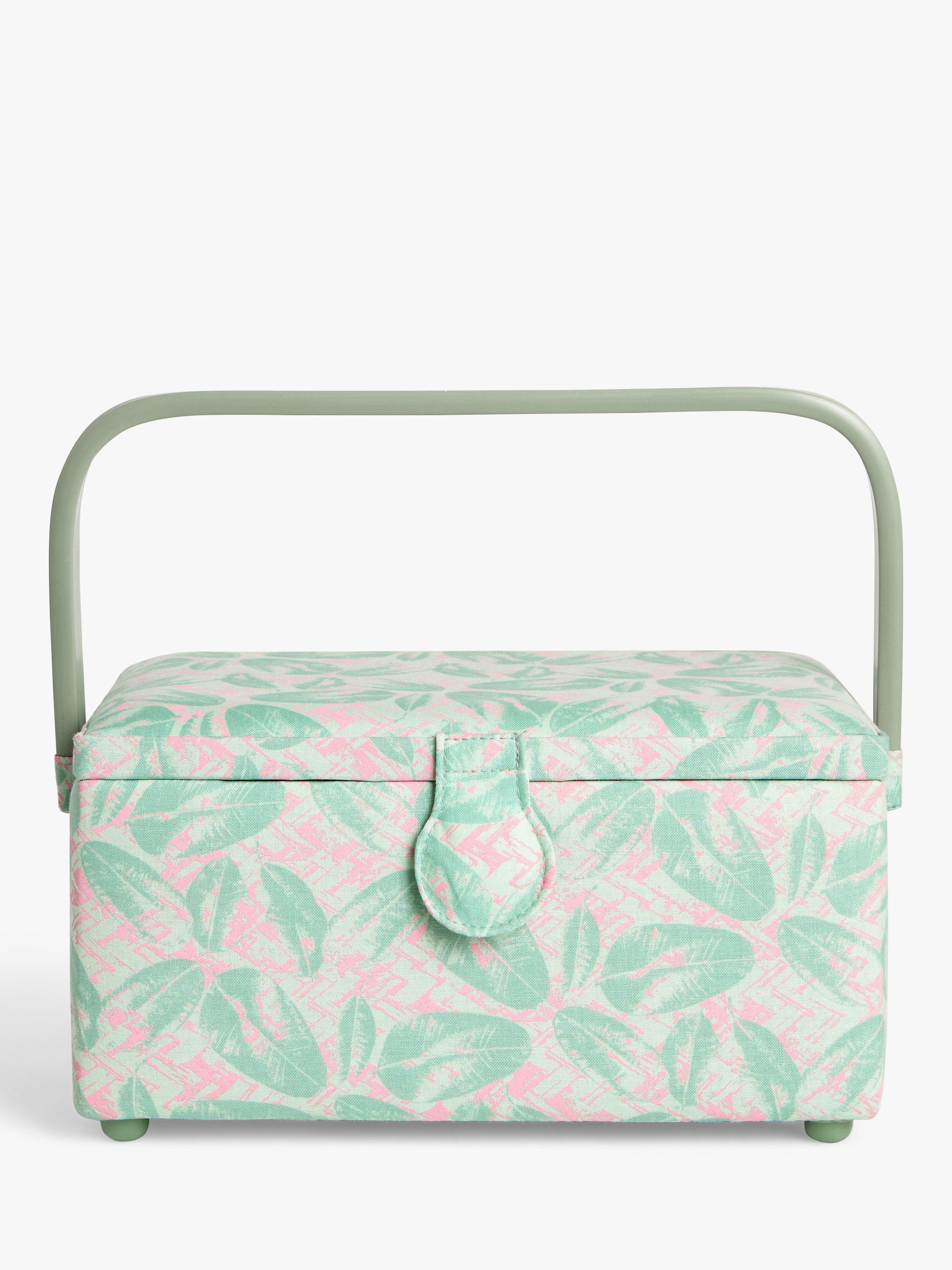John Lewis Cool Ficus Medium Rectangular Sewing Basket, Green