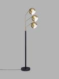 John Lewis Hector 3 Arm Floor Lamp, Antique Brass/Black