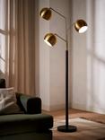 John Lewis Hector 3 Arm Floor Lamp, Antique Brass/Black