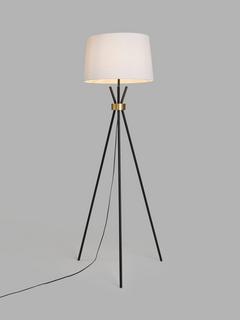 John Lewis Locket Tripod Floor Lamp, Black/Brass