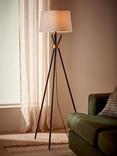 John Lewis Locket Tripod Floor Lamp, Black/Brass