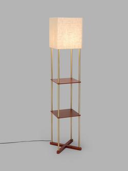 John Lewis Harrison Square Shelves Floor Lamp, Walnut/Steel, Walnut&steel