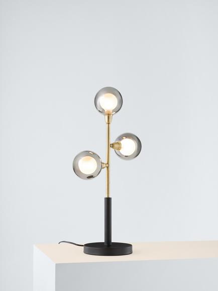 John Lewis Huxley 3 Globe Complete Table Lamp, Black, Black/Brass