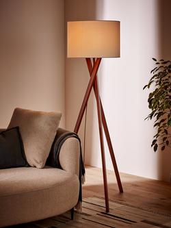 John Lewis Brooklyn Tripod Floor Lamp - view 2, Walnut