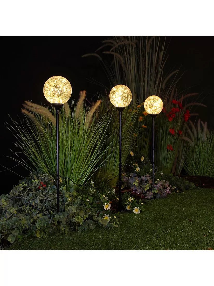 NOMA Crackle Ball Stake Lights Set of 3 Warm White