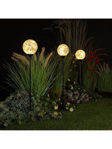 NOMA Crackle Ball Stake Lights, Set of 3, Warm White, Warm White