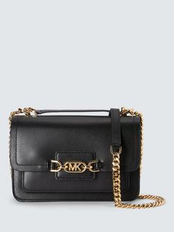 Michael Kors Heather Leather Cross Body Bag, Black/Gold
