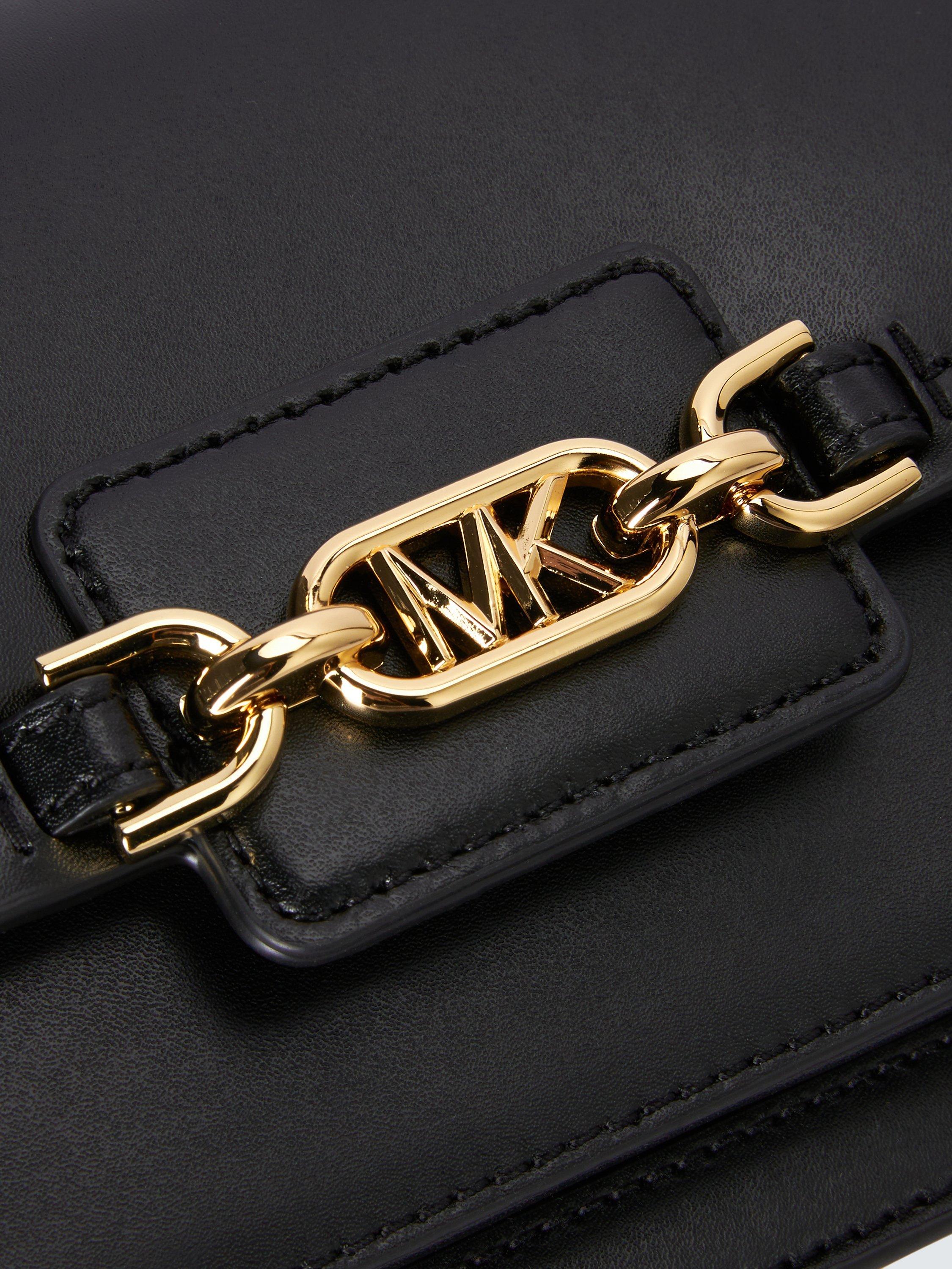 Product image 4 of 4, which shows Michael Kors Heather Leather Cross Body Bag, Black/Gold