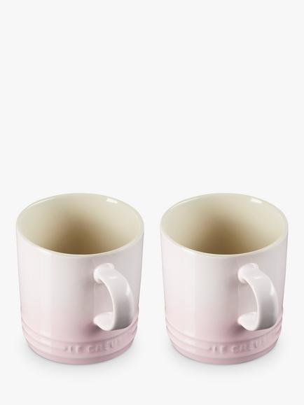 Le Creuset Stoneware Mugs, 350ml, Set of 2 - view 2, Shell Pink