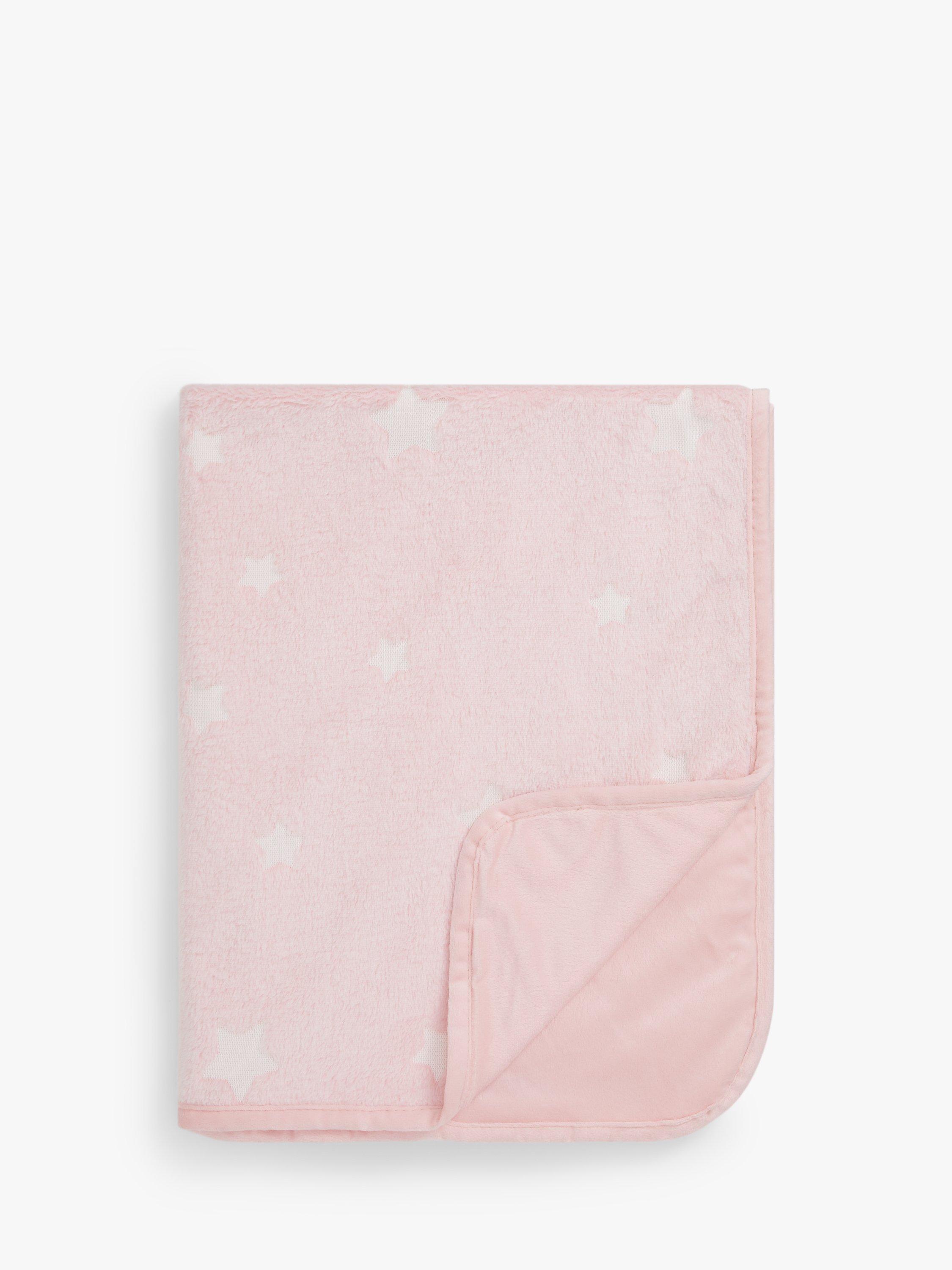 John Lewis Baby Star Print Fleece Blanket Pink