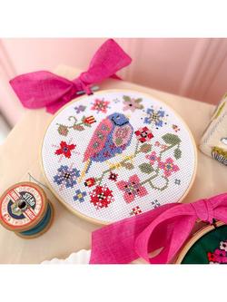 MakeBox & Co Floral Finch Cross Stitch Hoop Kit - view 2, Multi