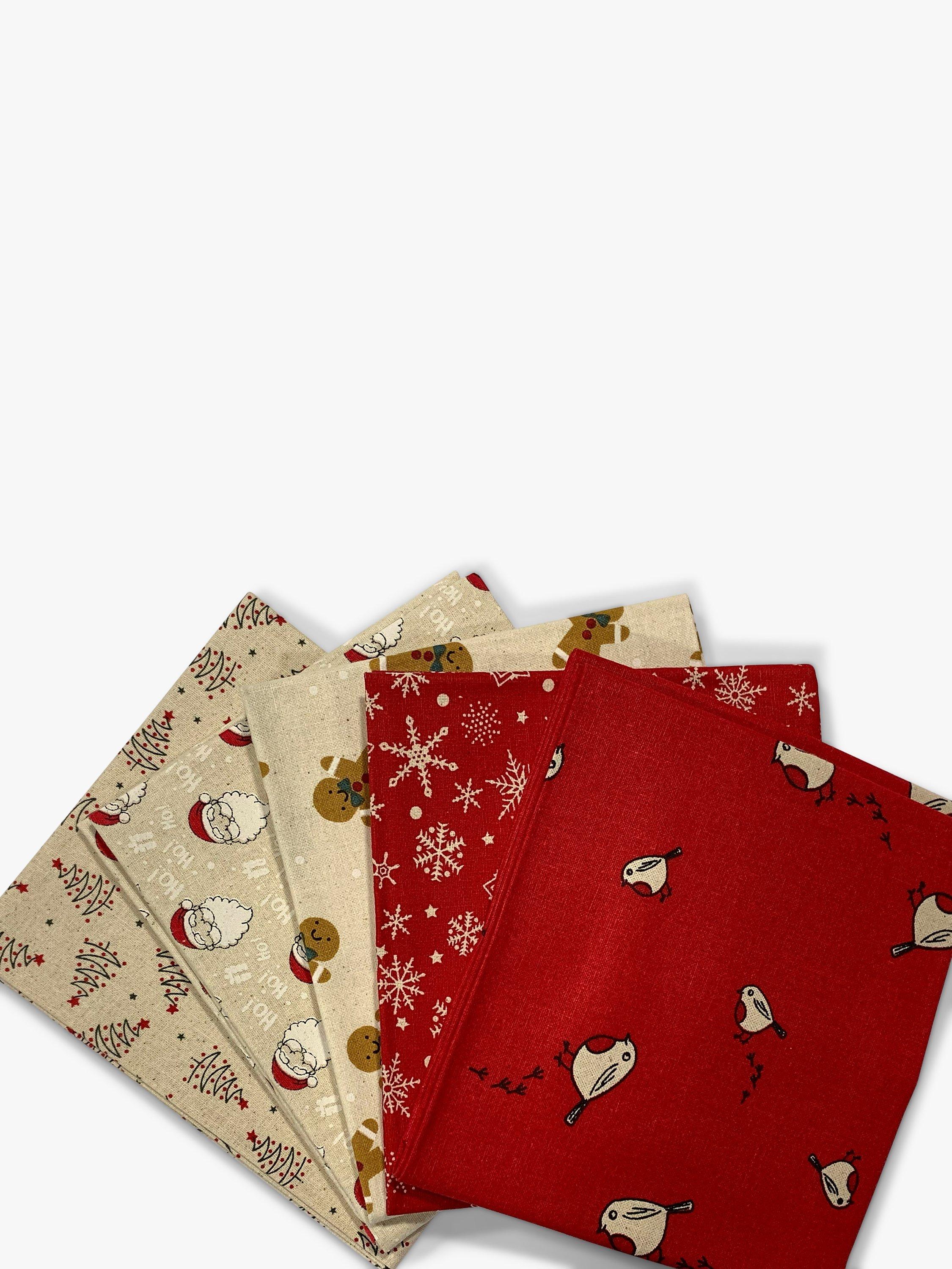 Oddies Textiles Christmas Characters Fat Quarter Fabrics, Pack of 5, Multi