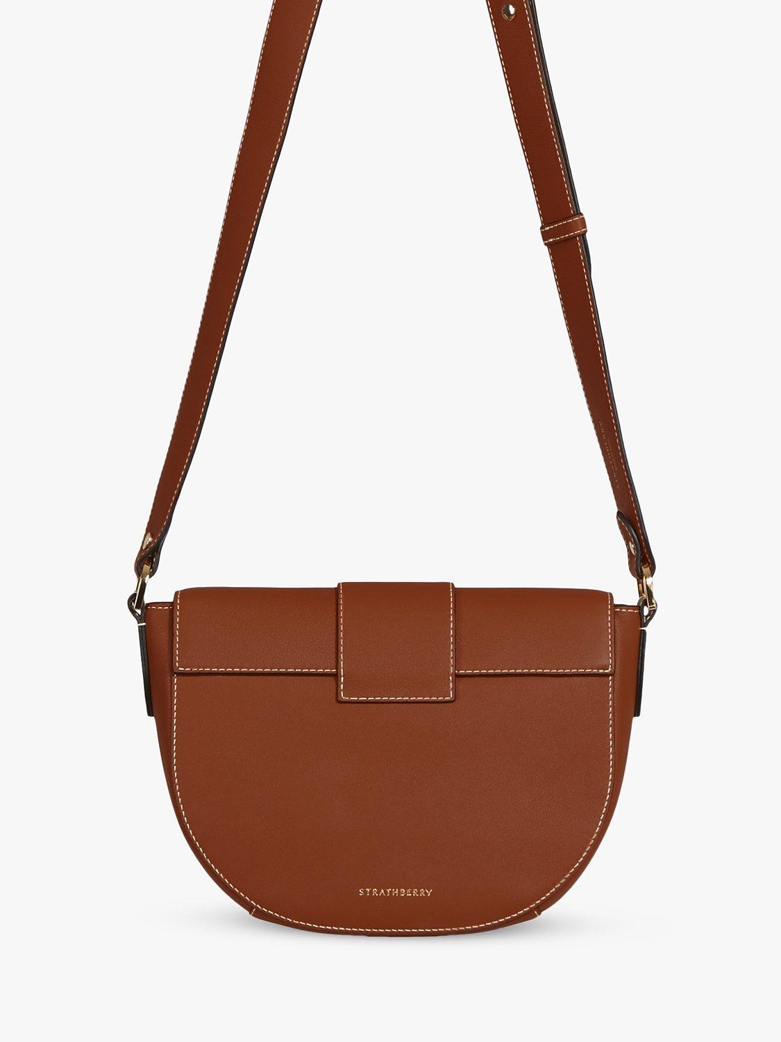 Product image 4 of 4, which shows Strathberry Crescent Leather Satchel Bag, Chestnut